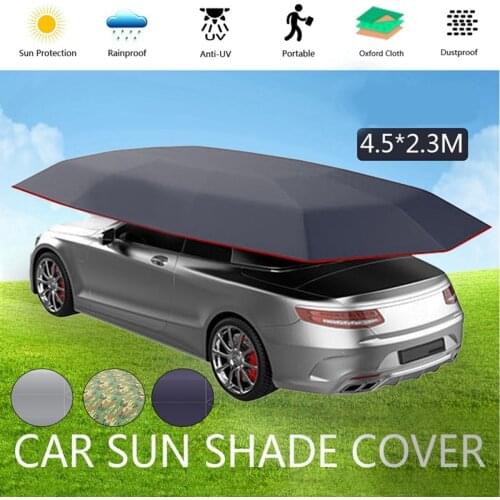 4.5x2.3M New Outdoor Car Vehicle Tent Car Umbrella Sun Shade Cover Oxford Cloth Polyester Covers Without Bracket Blue