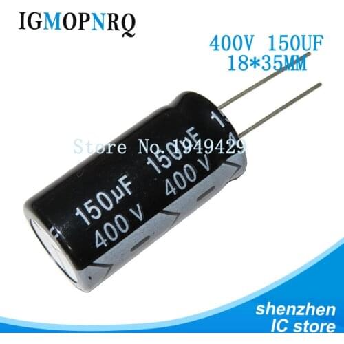 2pcs 400V150UF 400V 150UF 18 * 35mm 150UF 400V 18x35mm DIP Aluminum Electrolytic Capacitor