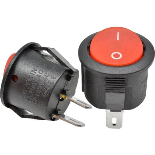 5Pcs/set 15mm Diameter Small Round Boat Rocker Switches Black Mini Round Black White Red 2 Pin ON-OFF Rocker Switch