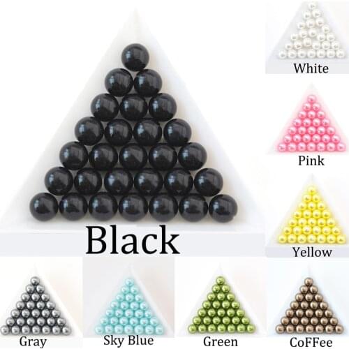 50-400 pcsBlack White Round Bead 3/4/6/8/10/12mm ABS Imitation Pearl Bead No Hole Loose Beads For Jewelry Making DIY Accessories