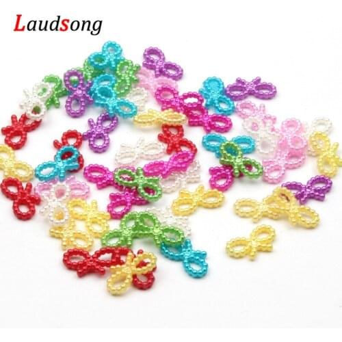 50pcs/lot Mix Bow-knot Flatback Imitation Pearls Beads For Art Scrapbooking Home Decoration Acrylic Beads For Jewelry Making