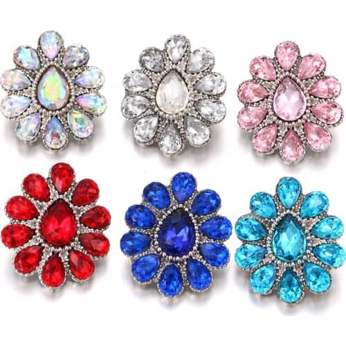 6pcs/lot 2019 High Quality 18mm Snap Button Jewelry Colorful Flower Snap Buttons Fit Snap Bracelet for Women Button Jewelry
