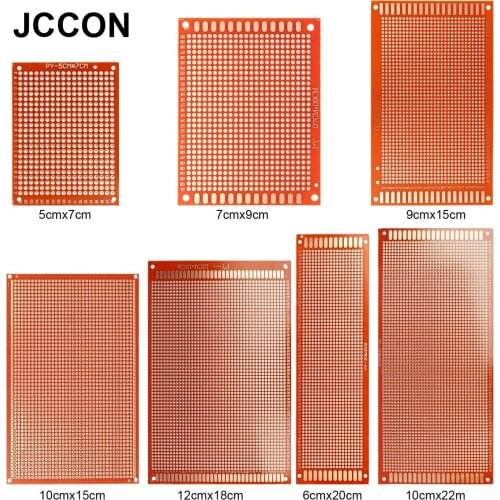 7Pcs PCB Prototype Board Circuit Protoboard Universal DIY Matrix Single Row Continuous Hole Each Mixed Size 5x7 6x20 7x9 10x15