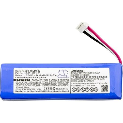 Cameron Sino 6000mah battery for JBL Charge 2 Charge 2 Plus Charge 2+Charge 3 2015 Version GSP1029102R P763098 batteries