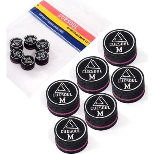 Free Shipping CUESOUL 6pcs/set 14MM Baked Pig Suede Billiard Snooker Cue Tip & Pool Cue Tip