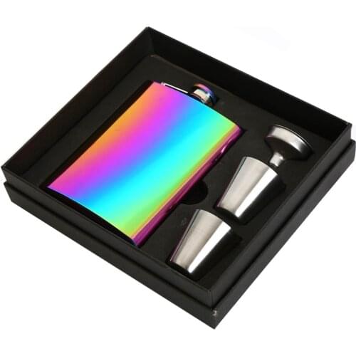 Electroplated 8oz Whisky Bottle Flagon 304 Stainless steel Alcohol Funnel Liquor Hip Flask Set Vodka Cups Kitchen Whiskey Tools