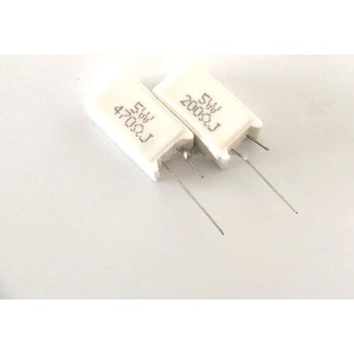 10Pcs 5W Vertical cement resistance 0.05 ~ 100K ohm 5% 0.1R 0.15R 0.22R 0.25R 0.39R 0.47R 1R 10RJ 100R 150R Ceramic resistor