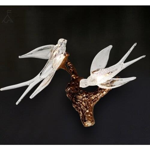 Chinese Luxury Copper Crystal Bird Lamp G9 Led Decorative Wall Sconces Living Room Wall Light Bulb Aisle Light Bedroom Bedside