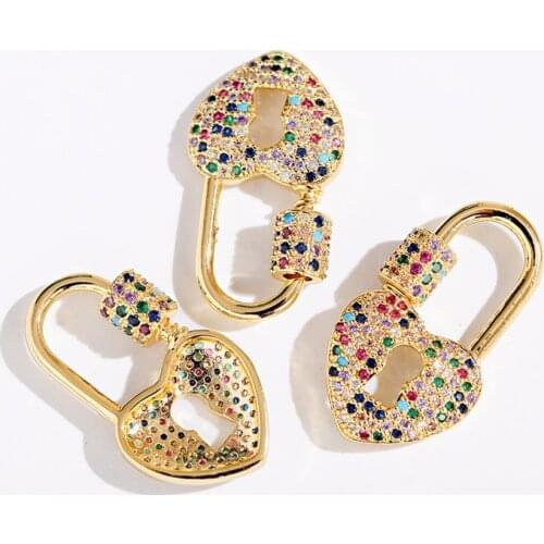 Classic Heart Copper Jewelry Findings Accessories Trendy Corful CZ Lock Hook Spiral Clasps DIY Necklace Bracelets