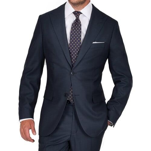 Luxury 100% Wool Super 120 Pure Wool Suits Tailor Made Suits Navy Nailhead Business Suits Custom Made Suits Cosutmes Sur Mesure