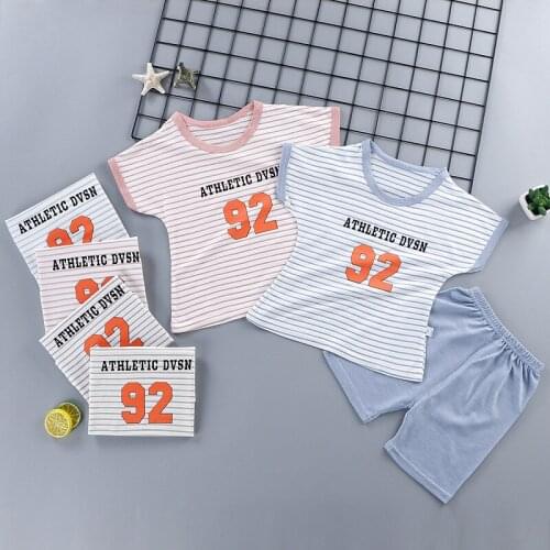 Summer Pajama Sets for Kids Baby Girl and Boy Sleepwear Striped Kids Pajamas
