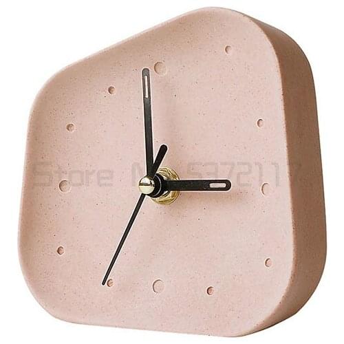 Nordic Small Desk Clock Alarm Geometry Shaped Cement Table Clock Desktop Chic Mute Concrete Klokken Home Decoration E6NZ