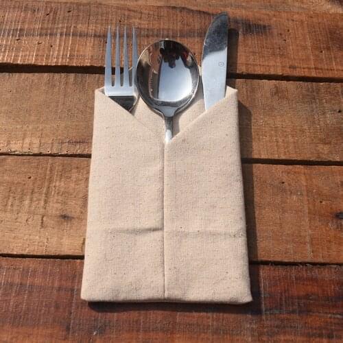 6pcs/lot Linen Cutlery Pouch Wedding knife and fork holder pockets burlap wedding decoration table centerpieces