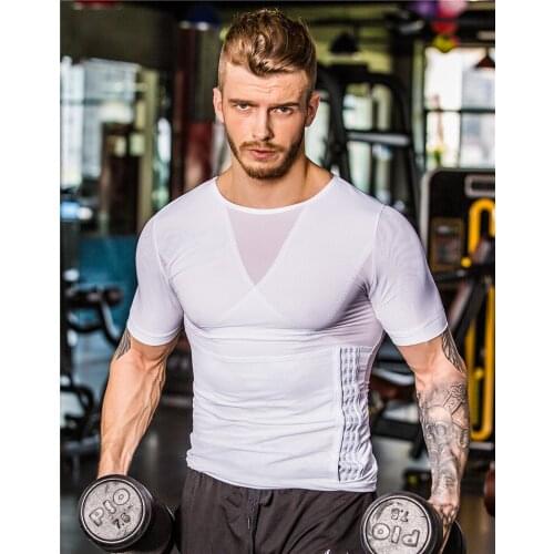 Fashion 2020 Summer Fitness Prastice bodybuilding skinny elastic short sleeve Nylon seamless Strong net cloth Shapers
