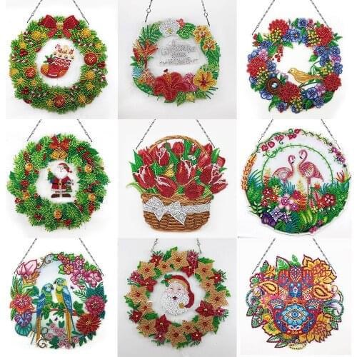 DIY Diamond Painting Wreath for Door Home Wall Decoration Special Shaped Drill Diamond Embroidery Kit Cross Stitch Christmas