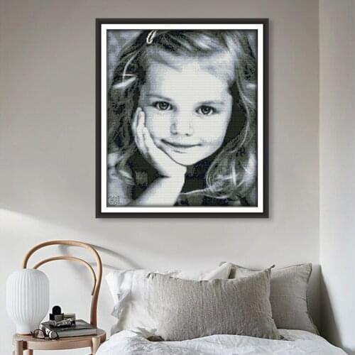 Cute little girl childlike smiley face cross stitch kit sewing kit 14CT 11CT printed embroidery modern home decoration painting