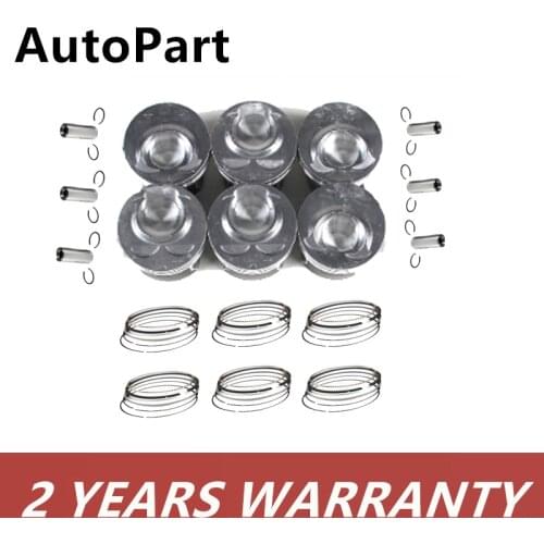 03H107065N 03H198151B 6PCS Engine Pistons&Piston Rings VR6 3.6L Kit For Audi Q7 VW Passat CC Touareg Phaeton 3.6L BLV 03H107065F