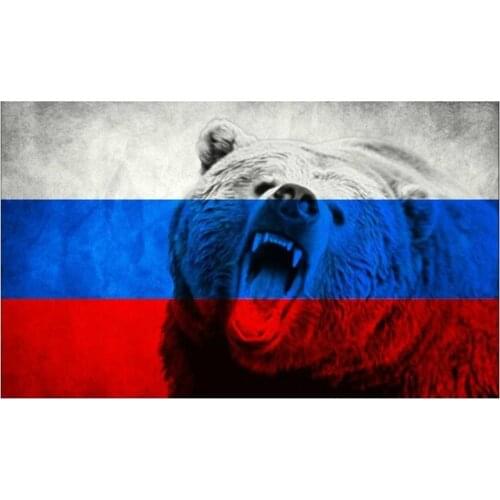 Animal Bear Russia Flag Car Sticker Automobiles Motorcycles Exterior Accessories Reflective PVC Decals for Bmw Audi Ford Lada Vw