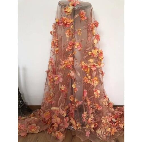 2018 Latest French net lace fabric 3D flower African tulle mesh lace fabric with high quality african lace fabric CDZ724-3