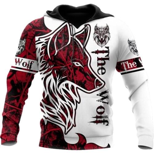 New animal Wolf Tattoo Red 3d printed Hoodie fashion Hoodie Sweatshirt Unisex casual Pullover
