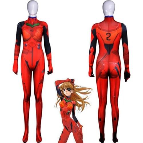 NEW Anime EVA Asuka Langley Soryu kids tights Jumpsuits Cosplay Fighting Halloween Rebuild of Evangelion adult Costume gift