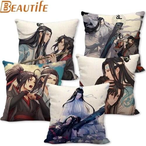 New Mo Dao Zu Shi Anime Pillowcase Bedroom Home Decorative Cover 45x45cm Square Zipper Pillow Cases Cotton Linen Fabric No Fade