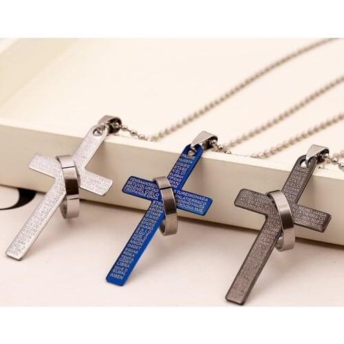 NEW Fashion Stainless Steel Pendant Christian Bible Prayer Cross Pendant Men Necklace Charming Gifts Jewelry Gifts 2018