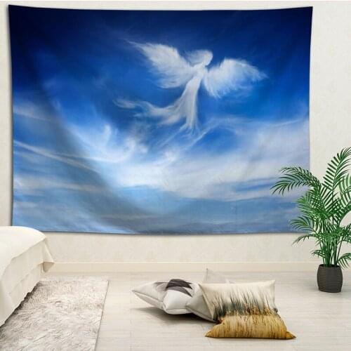 Custom blue sky printed Creative tapestry living room bedroom background wall fabric hanging painting small fresh