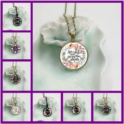 NEW Believe Necklace Letter Printed Glass Dome Bible Verse Necklace for Women Men Quote Christian Jewelry Gifts Letter Necklace