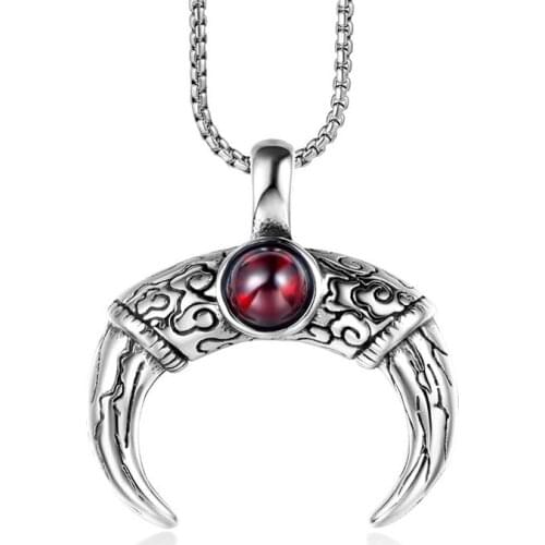 Hemiston Mayan Retro Ox Horn Collar Necklace Sharp Horn Pendant Necklace For Men