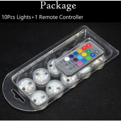 10pcs/Set Submersible LED Light RGB Floralyte Wedding Party lamps Remote Controlled Waterproof night lamps Batteries included