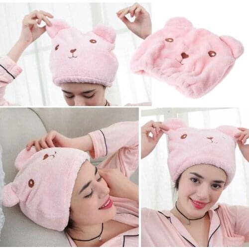 Women Girl Hair Dry Cap Hair-Drying Head Wrapped Towel Absorbing Bathing Turban