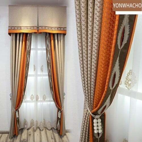 Custom curtains luxury high-end atmosphere high-precision modern European coffee cloth blackout curtain valance tulle panel B521