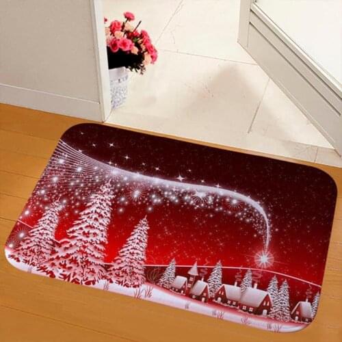 40X60cm Christmas Santa Claus Anti-slip Floor Mat Flannel Carpet Rug Xmas Home Decoration Floor Rug For Kitchen Dinning Room