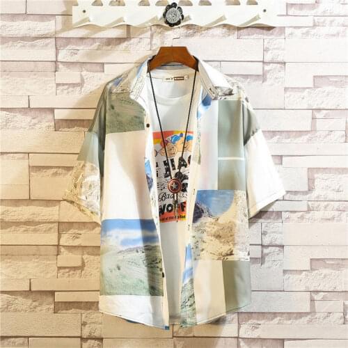 VERSMA Korean Vintage Mens Clothing Hawaii Print Men Shirt Short Sleeve Summer Oversize Hip Hop Hawaiian Shirt Men Women Blouse