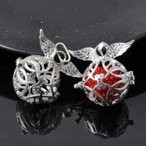 1Pcs silver Box Mexican Angel Openable Ball Charms For Jewelry Handmade 29X34mm M001