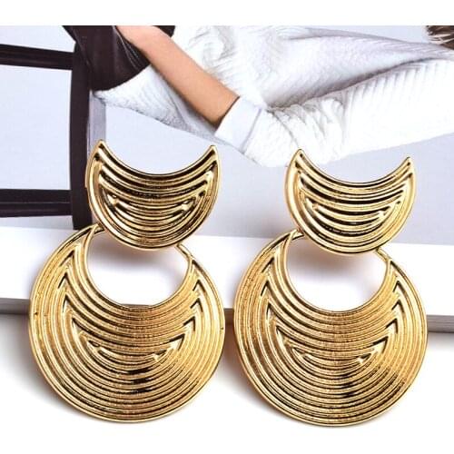 Hot Sale Alloy Earrings For Women Gold Round Geometric Metal Drop Earrings Fashion Jewelry Wholesale Accessories