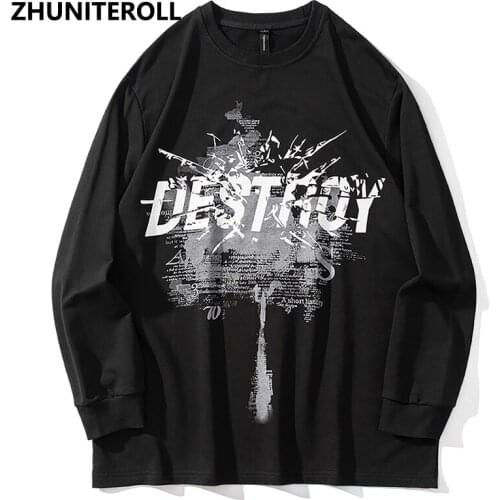 2021 Hip Hop Sweatshirt Pullover Men Streetwear Letter Print Harajuku Cotton Loose Sweat Shirt Autumn Hoodie Black Tops Clothing
