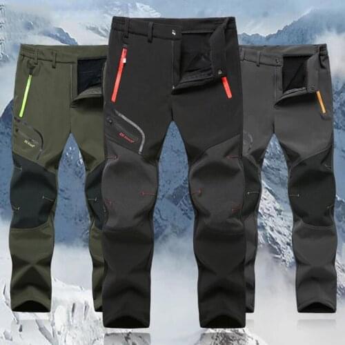 Tactical Waterproof Hiking Pants Men Stretch Softshell Fleece Trousers Outdoors Sports Autumn Winter Mountain Trekking Pants Man