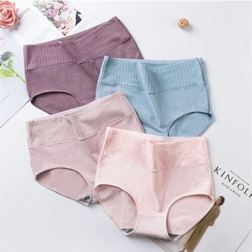 High Waist Panties Cotton Womens Underwears Breathable Solid Underpants Seamless Soft Plus Size Panties Women Lingerie