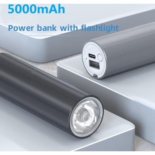 Flashlight Power Bank 5000mAh Mini Portable Power Bank Rechargeable Flashlight Mobile Phone Battery External Charger for Xiaomi