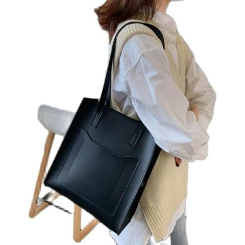 Female Shoulder Bag Beautiful Smooth Zipper Large Capacity Faux Leather All-match Solid Color Meet Needs Handle Bag for Travel