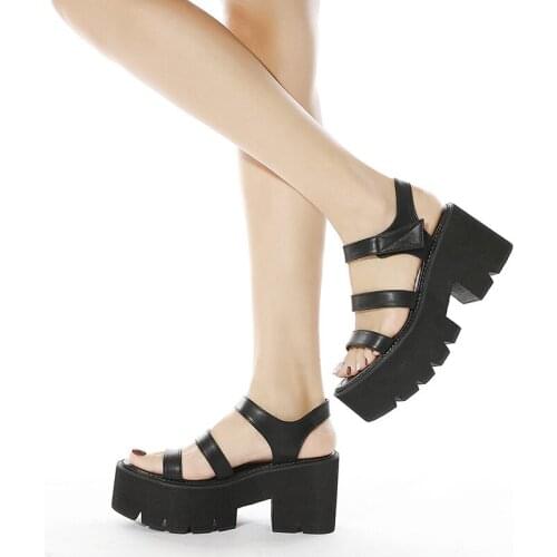 2020 Summer New Thick-soled Thick-heeled Platform Open-toe High-heeled Womens Sandals Large Size 35-42