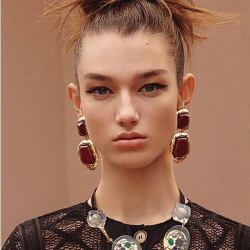 Wholesale JUJIA Ethnic Charm Semi-precious Stone Dangle Earrings For Women Geometric Drop Earrings Statement Jewelry