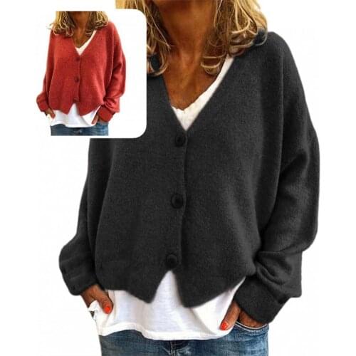 Women Sweaters Stylish Single Breasted Long Sleeve Knitted Top Fashion Loose Office Casual Knitted Cardigan for Autumn Winter