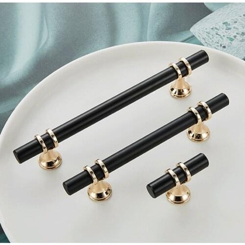 3.78" 5" 6.3" Cabinet Handles Pulls Zinc Alloy Black Drawer Knobs Kitchen Door Pull Gold Furniture Handle Hardware