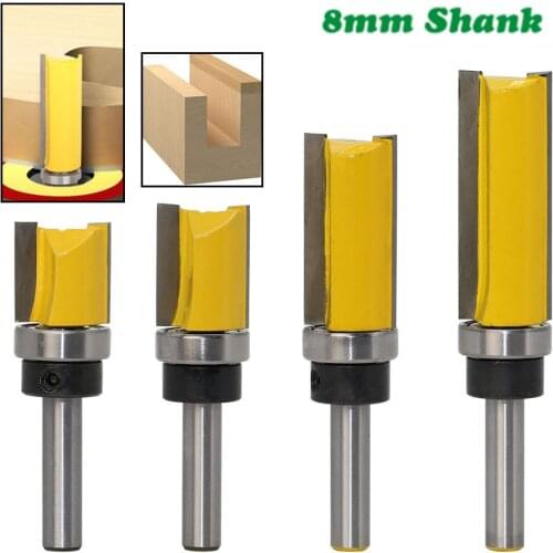 1PC 8mm Shank Template Trim Hinge Mortising Router Bit Straight end mill trimmer cleaning flush trim Tenon Cutter forWoodworking