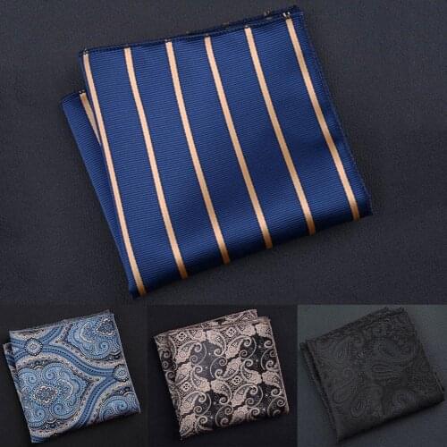 1PC New Fashion Pocket Square Vintage Pattern Breathable Men Striped Paisley Handkerchief Mens Business Wedding Pocket Squares