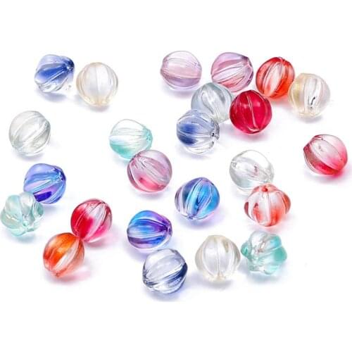 10Pcs/lot Gradient Glass Pumpkin Beads Loose Spacer Bead For Handmade DIY Jewelry Making Bracelet Accessories Supplies Wholesale