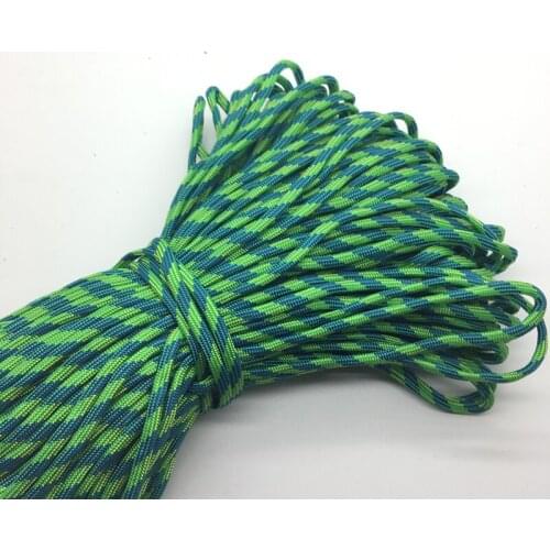 10yds/Lot Mxi color Paracord Bracelets Rope 7 Strand Parachute Cord CAMPING HiKING #Green+light blue